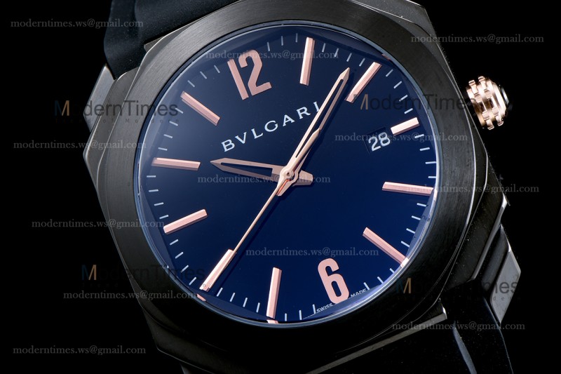 Bvlgari OCTO Series PVD/RU Blk/Blk JIF Quartz 102581 BGO41BBSVD
