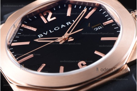 Bvlgari OCTO Series RG/RU Blk/Blk JIF Quartz 101963 BGOP41BGLD