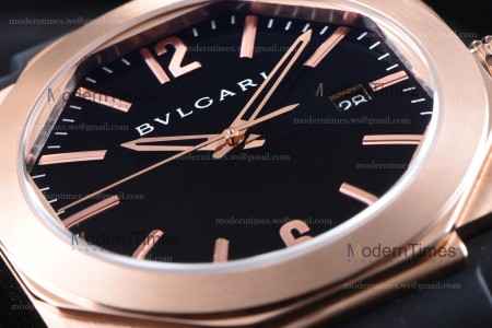 Bvlgari OCTO Series RG/RU Blk/Blk JIF Quartz 101963 BGOP41BGLD