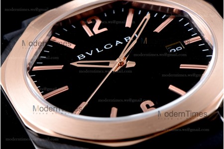 Bvlgari OCTO Series RG/RU Blk/Blk JIF PVD Quartz 102485 BGO41BBSPGVD