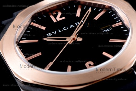 Bvlgari OCTO Series RG/RU Blk/Blk JIF PVD Quartz 102485 BGO41BBSPGVD