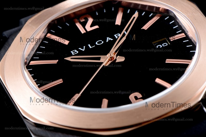 Bvlgari OCTO Series RG/RU Blk/Blk JIF PVD Quartz 102485 BGO41BBSPGVD