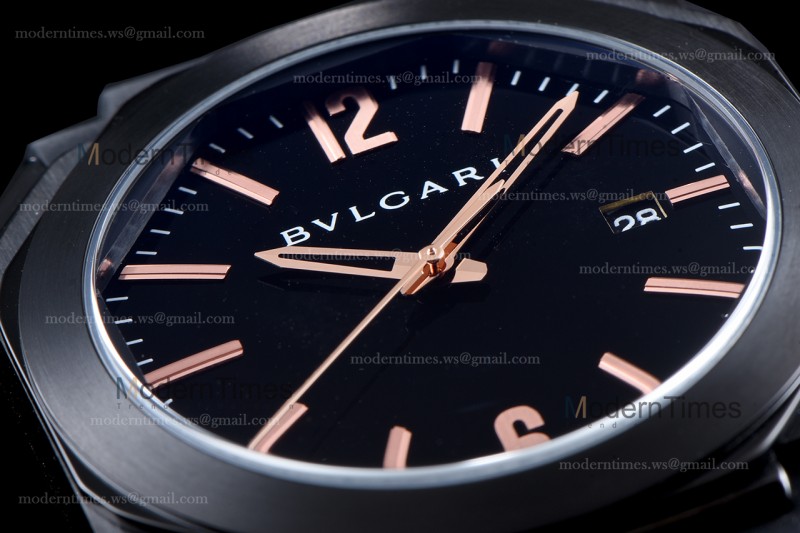 Bvlgari OCTO Series PVD/RU Blk/Blk JIF Quartz 102581 BGO41BBSVD