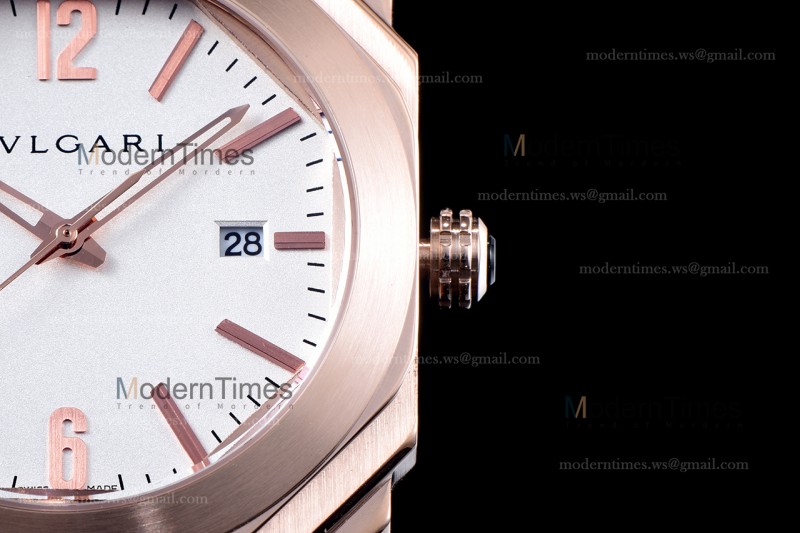 Bvlgari OCTO Series RG/RU Wht/Blk JIF Quartz 102119 BGOP38WGLD