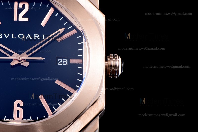Bvlgari OCTO Series RG/RU Blk/Blk JIF Quartz 101963 BGOP41BGLD