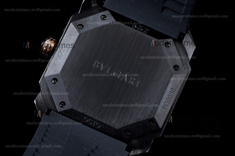 Bvlgari OCTO Series PVD/RU Blk/Blk JIF Quartz 102581 BGO41BBSVD