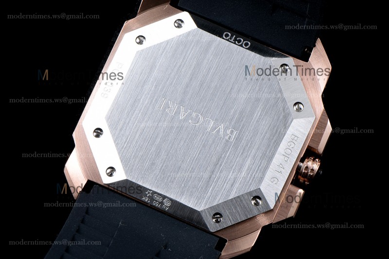Bvlgari OCTO Series RG/RU Blk/Blk JIF Quartz 102115 BGOP41BGLDCH