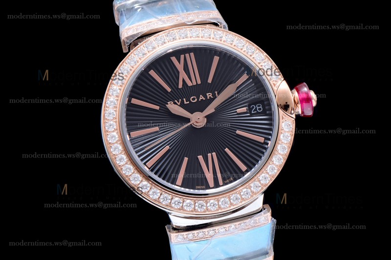 Bvlgari LVCEA Series Diamonds RG/RG TT Blk BVF Automatic/Quartz 