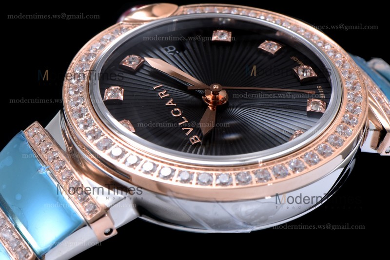 Bvlgari LVCEA Series Diamonds RG/RG TT Blk BVF Automatic/Quartz 