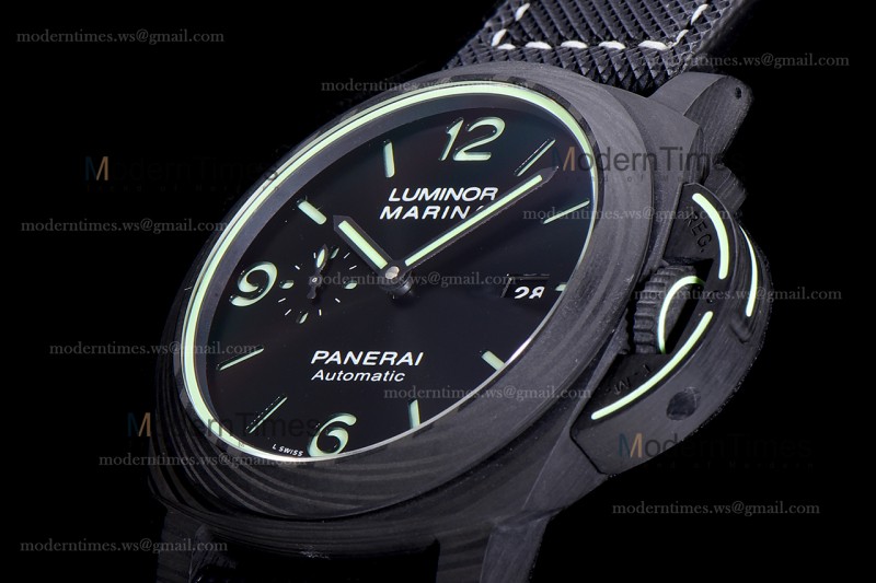 Panerai Luminor Series Carbon SS/LE Blk/Blk VSF Automatic PAM01118