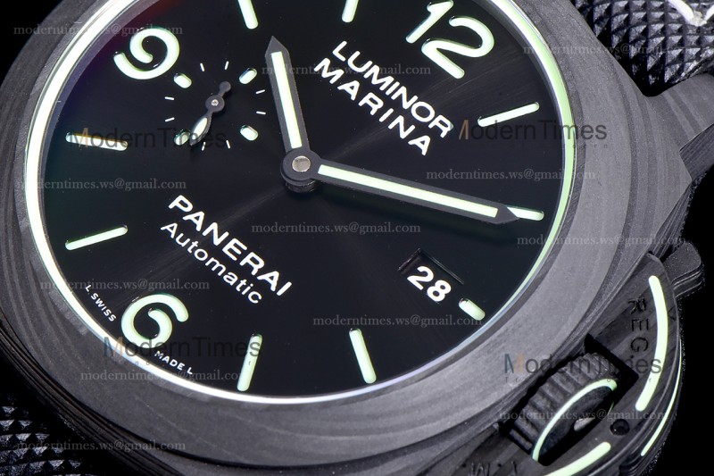Panerai Luminor Series Carbon SS/LE Blk/Blk VSF Automatic PAM01118