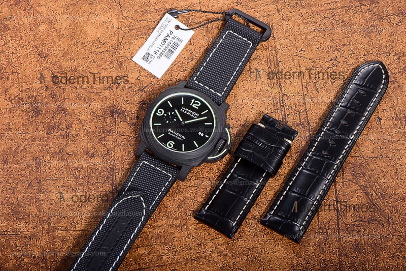 Panerai Luminor Series Carbon SS/LE Blk/Blk VSF Automatic PAM01118