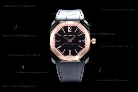 Bvlgari OCTO Series TT/RG PVD/LE Blk/Blk ZLO Automatic 102485 BGO41BBSPGVD