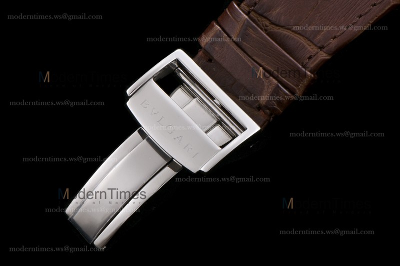 Bvlgari OCTO Series SS/LE Wht/Bro ZLO Automatic 102207 BGO41WSLD