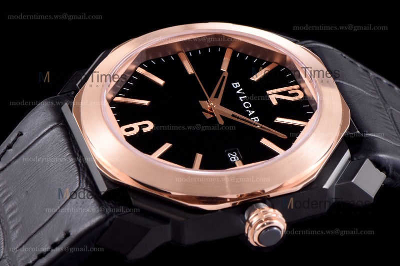 Bvlgari OCTO Series TT/RG PVD/LE Blk/Blk ZLO Automatic 102485 BGO41BBSPGVD