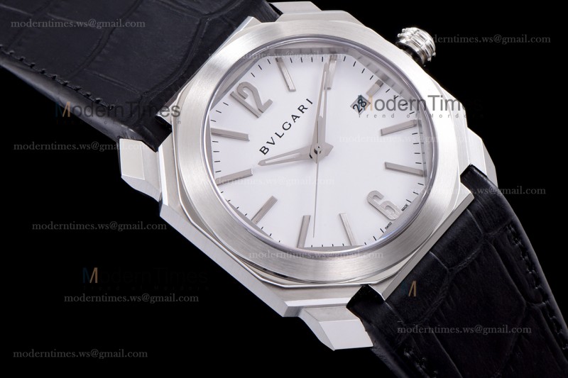 Bvlgari OCTO Series SS/LE Wht/Blk ZLO Automatic 102207 BGO41WSLD
