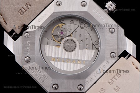 Bvlgari OCTO Series SS/LE Wht/Bro ZLO Automatic 102207 BGO41WSLD