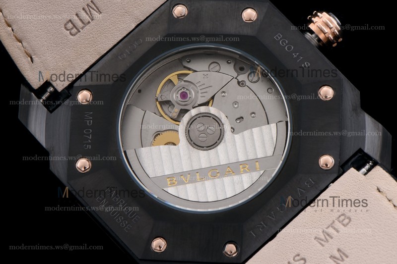 Bvlgari OCTO Series TT/RG PVD/LE Blk/Blk ZLO Automatic 102485 BGO41BBSPGVD