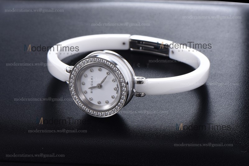 Bvlgari Bzero1 Series Diams SS/LE Wht/Wht ZLO Quartz 102397 BZ23BSDL/12