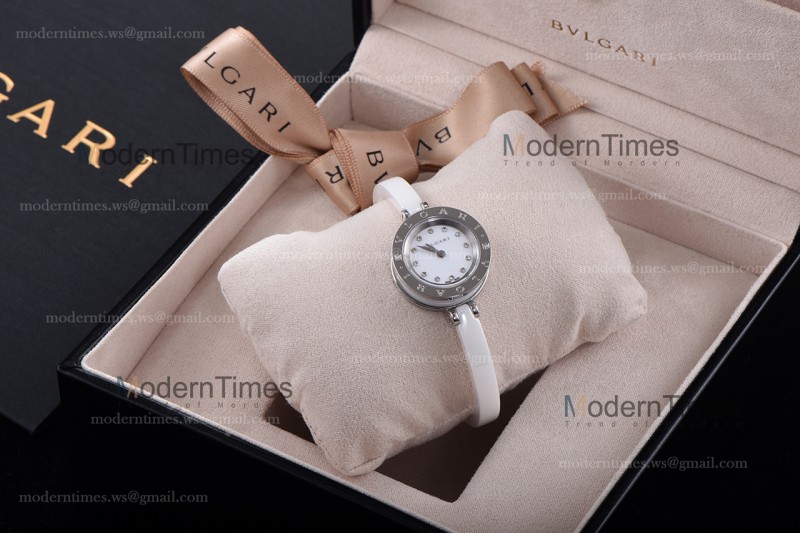 Bvlgari Bzero1 Series Diams SS/LE Wht/Wht ZLO Quartz 102086 BZ23WSCC.M