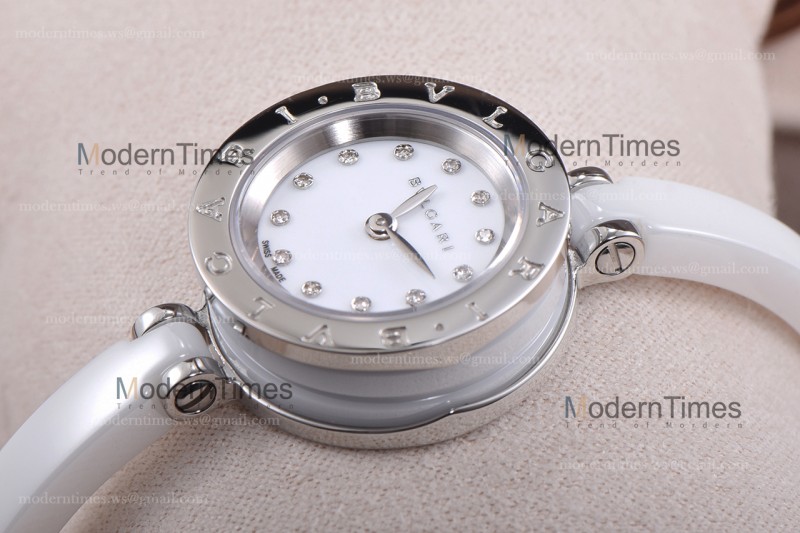 Bvlgari Bzero1 Series Diams SS/LE Wht/Wht ZLO Quartz 102086 BZ23WSCC.M