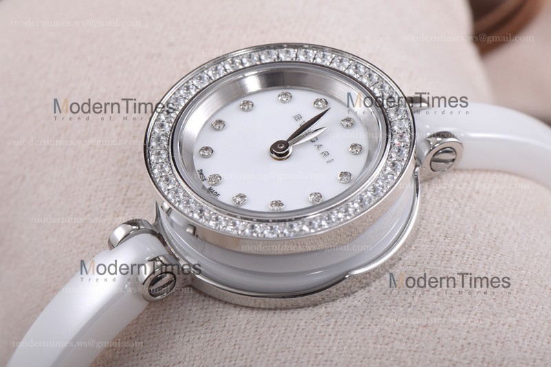 Bvlgari Bzero1 Series Diams SS/LE Wht/Wht ZLO Quartz 102397 BZ23BSDL/12