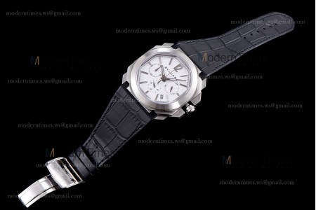 Bvlgari OCTO Series SS/LE Wht/Blk ZLO Quartz 102103 BGO41BSLDCH