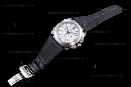 Bvlgari OCTO Series SS/LE Wht/Blk ZLO Quartz 102103 BGO41BSLDCH