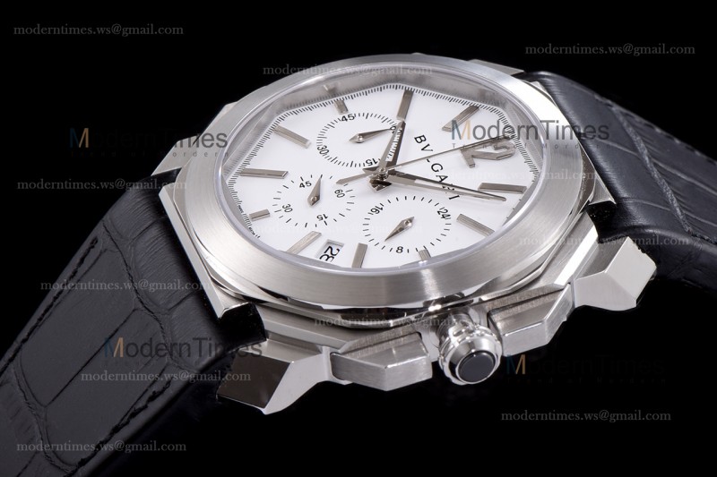Bvlgari OCTO Series SS/LE Wht/Blk ZLO Quartz 102103 BGO41BSLDCH