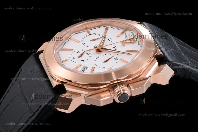 Bvlgari OCTO Series RG/LE Wht/Blk ZLO Quartz 102115 BGOP41BGLDCH