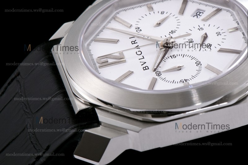 Bvlgari OCTO Series SS/LE Wht/Blk ZLO Quartz 102103 BGO41BSLDCH
