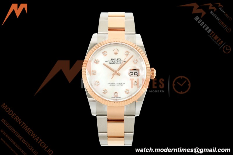 Rolex - Datejust 126231 36mm Oys Flt 904L RG/SS Wht/MOP/Dia ARF SH3235