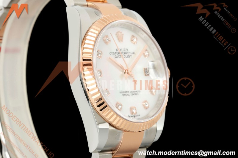 Rolex - Datejust 126231 36mm Oys Flt 904L RG/SS Wht/MOP/Dia ARF SH3235