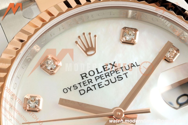 Rolex - Datejust 126231 36mm Oys Flt 904L RG/SS Wht/MOP/Dia ARF SH3235