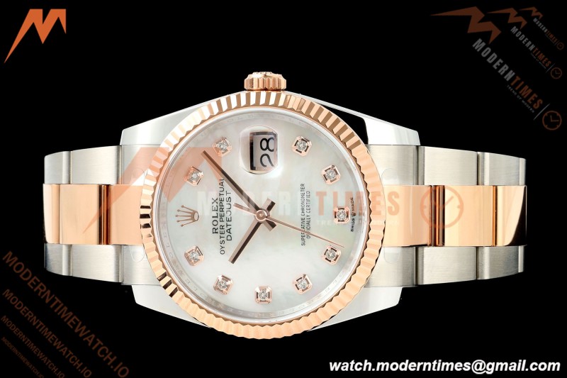 Rolex - Datejust 126231 36mm Oys Flt 904L RG/SS Wht/MOP/Dia ARF SH3235