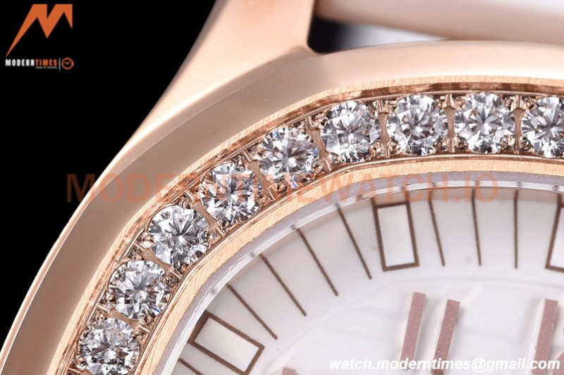 Patek Philippe - Aquanaut Lady 5068R 36mm Diamond RG/RU White PPF Swiss Quartz