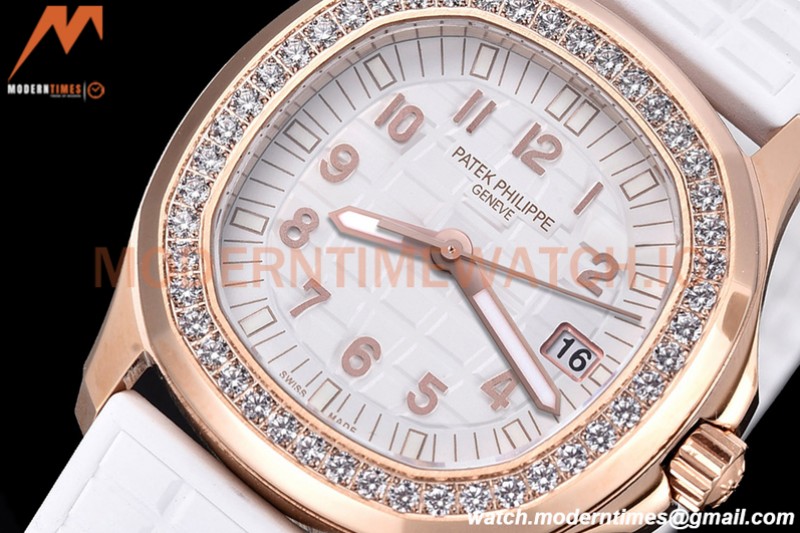 Patek Philippe - Aquanaut Lady 5068R 36mm Diamond RG/RU White PPF Swiss Quartz