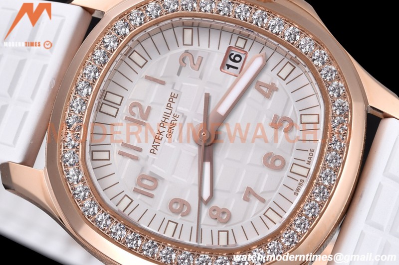 Patek Philippe - Aquanaut Lady 5068R 36mm Diamond RG/RU White PPF Swiss Quartz