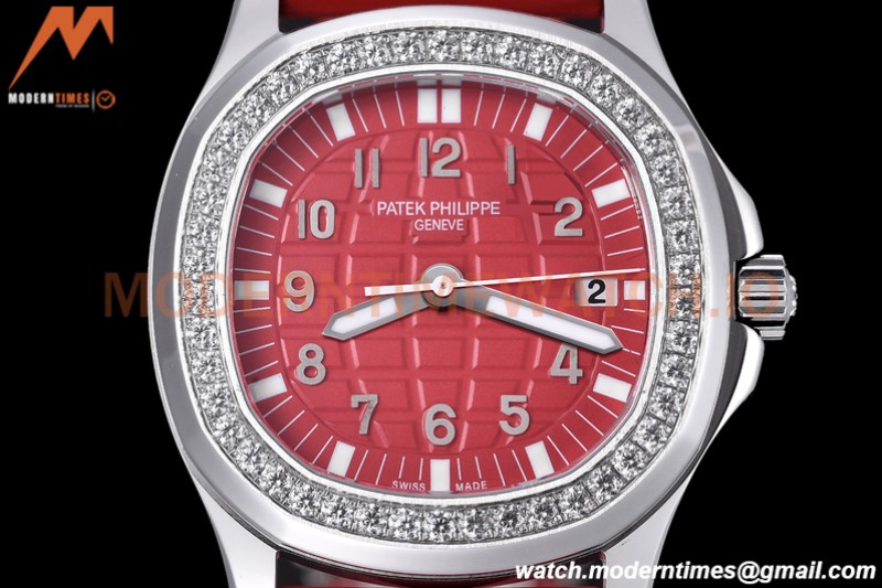 Patek Philippe - Aquanaut Lady 5067A 36mm Diamond SS/RU Red PPF Swiss Quartz