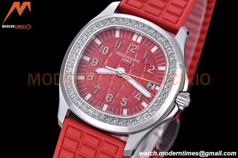 Patek Philippe - Aquanaut Lady 5067A 36mm Diamond SS/RU Red PPF Swiss Quartz
