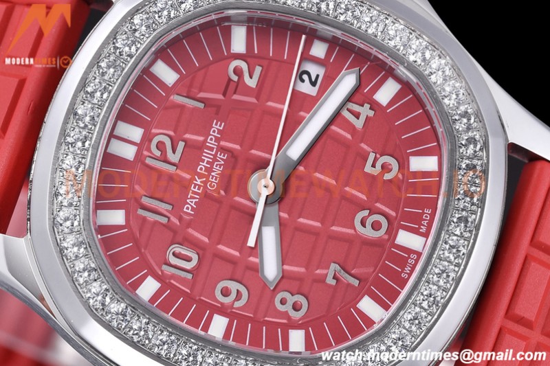 Patek Philippe - Aquanaut Lady 5067A 36mm Diamond SS/RU Red PPF Swiss Quartz