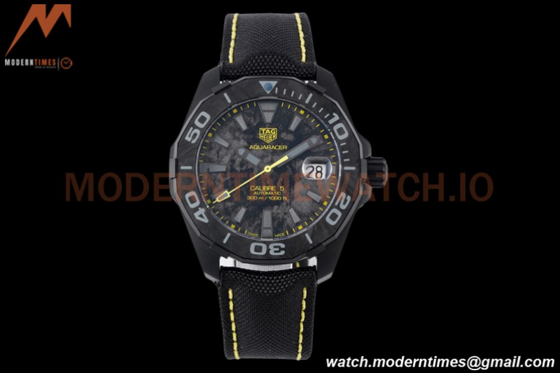 Tag Heuer - Aquaracer Caliber 5 41mm PVD/NY Carbon Black/Yelw TARF SW200