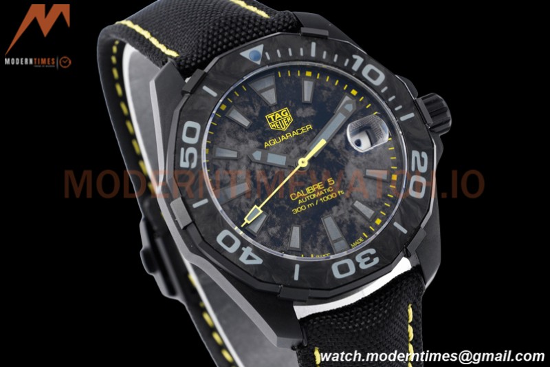 Tag Heuer - Aquaracer Caliber 5 41mm PVD/NY Carbon Black/Yelw TARF SW200
