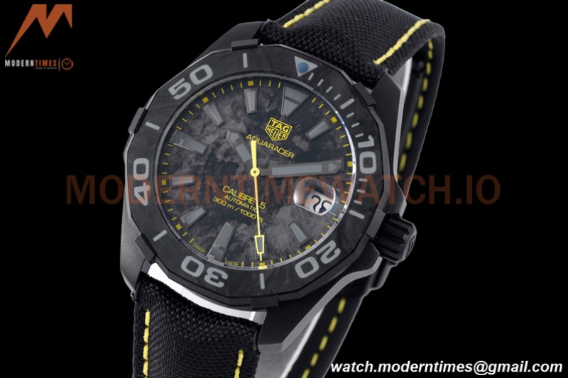 Tag Heuer - Aquaracer Caliber 5 41mm PVD/NY Carbon Black/Yelw TARF SW200
