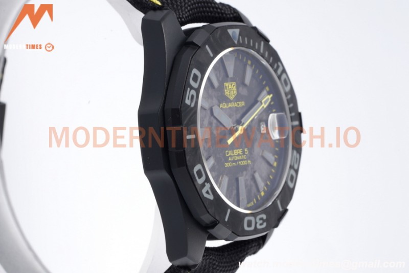 Tag Heuer - Aquaracer Caliber 5 41mm PVD/NY Carbon Black/Yelw TARF SW200
