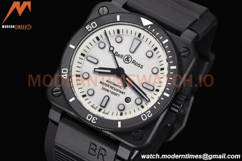 Bell & Ross - BR03-92 Diver Full Lum 42 mm DLC/RU White BRF A2824