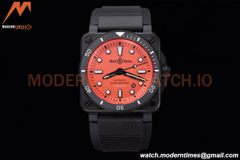 Bell & Ross - BR03-92 Diver Full Lum 42 mm DLC/RU Orng BRF A2824