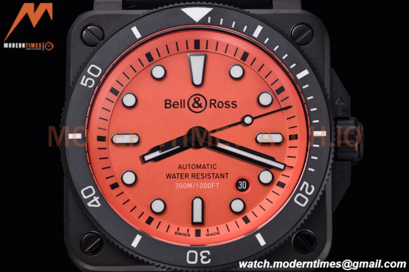 Bell & Ross - BR03-92 Diver Full Lum 42 mm DLC/RU Orng BRF A2824