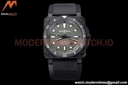 Bell & Ross - BR03-92 Diver Full Lum 42mm DLC/RU Green BRF A2824