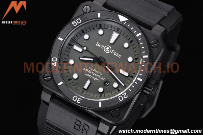 Bell & Ross - BR03-92 Diver Full Lum 42mm DLC/RU Green BRF A2824